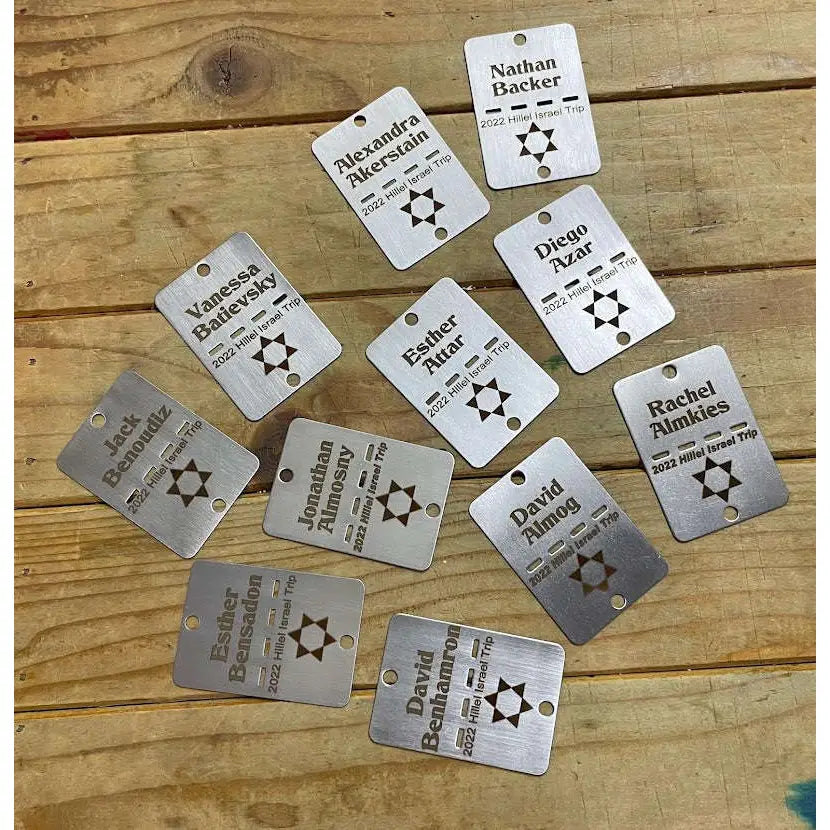 דיסקית צבאית כסופה עם חריטה אישית סמל יחידה ו2022 hillel israel trip מושלמת למגגיני הוקרה