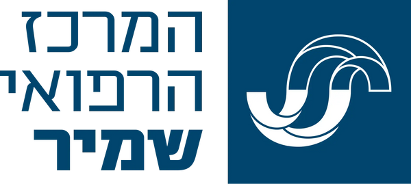הלוגו כולל את הטקסט בעברית "המרכז הארפואי שמיד" באותיות מודגשות כחולות על רקע שחור, לצד סמל גל מסוגנן לבן המוגדר על גבי שדה כחול מלא.