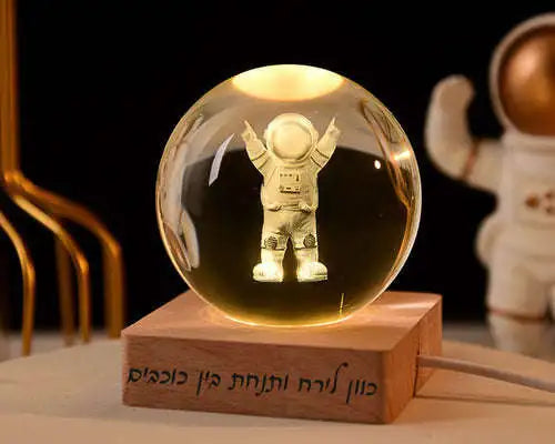 קריסטל בול מנורת לילה לילדים חלל שבתאי Monograma