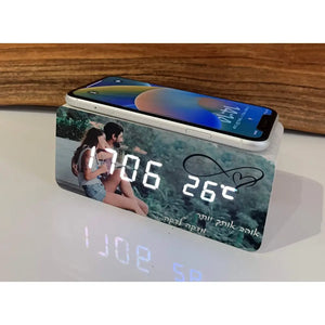 שעון עץ עם תמונה אישית-מטען אלחוטי לנייד - תמונה 6