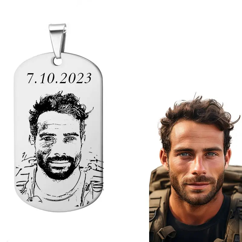 תליון פלדה עם חריטה של תמונה